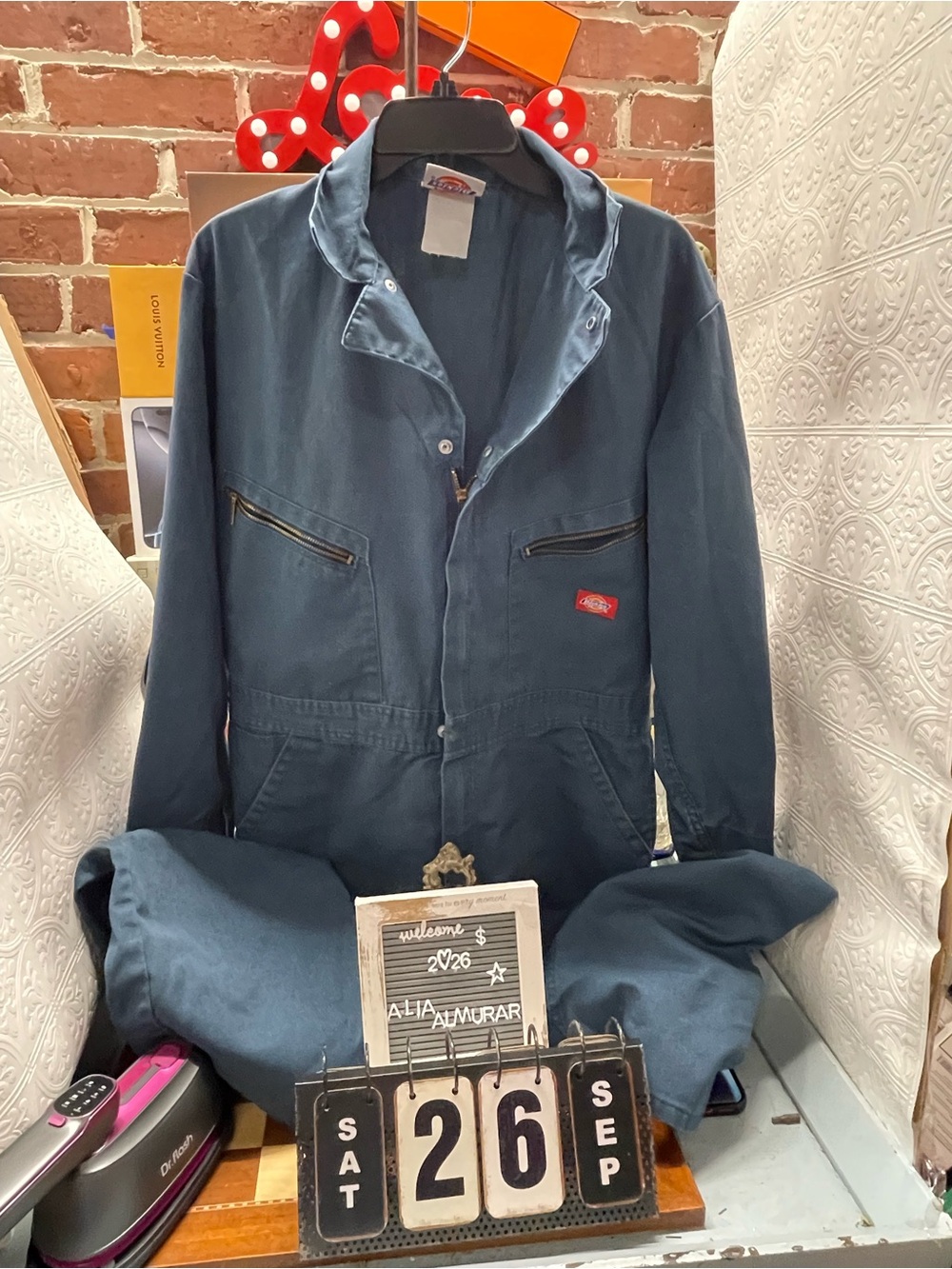 Vintage 90s DICKIES navy blue long sleeve coveralls workwear streetwear